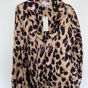 Never Fully Dressed Leopard Satin Blouse